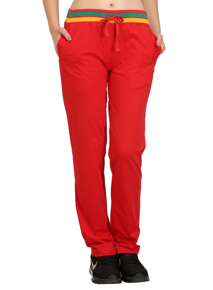 Bodyactive Women Red Trackpant-LL3-RED