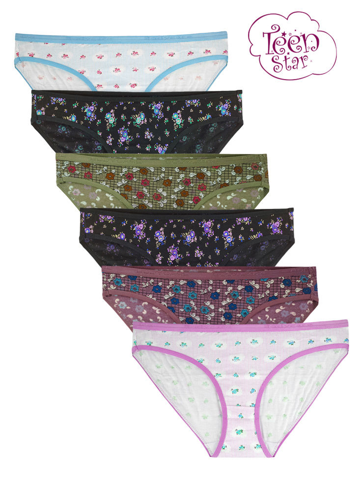 BODYCARE 100% cotton Teenager Panties in Pack of 6-T-900-Assorted