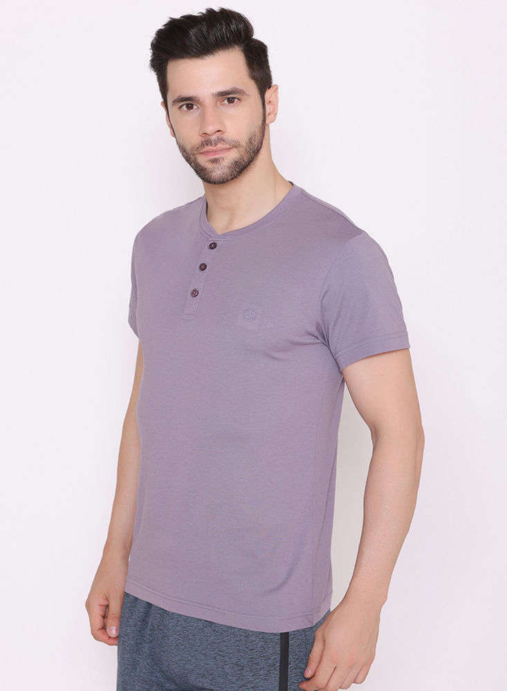 Bodyactive Half Sleeves Henley T-Shirt for Men-TS61-GRYRID