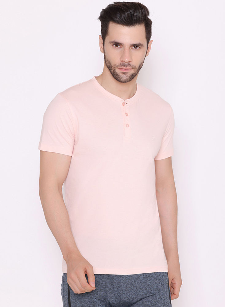 Bodyactive Solid Casual Half Sleeve Cotton Rich V neck Pique Polo