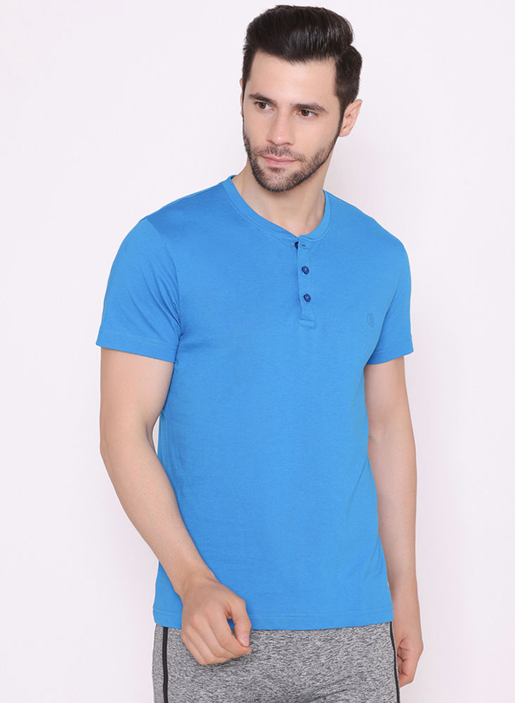 Bodyactive Solid Casual Half Sleeve Cotton Rich V neck Pique Polo T-Shirt  for Men-TS52