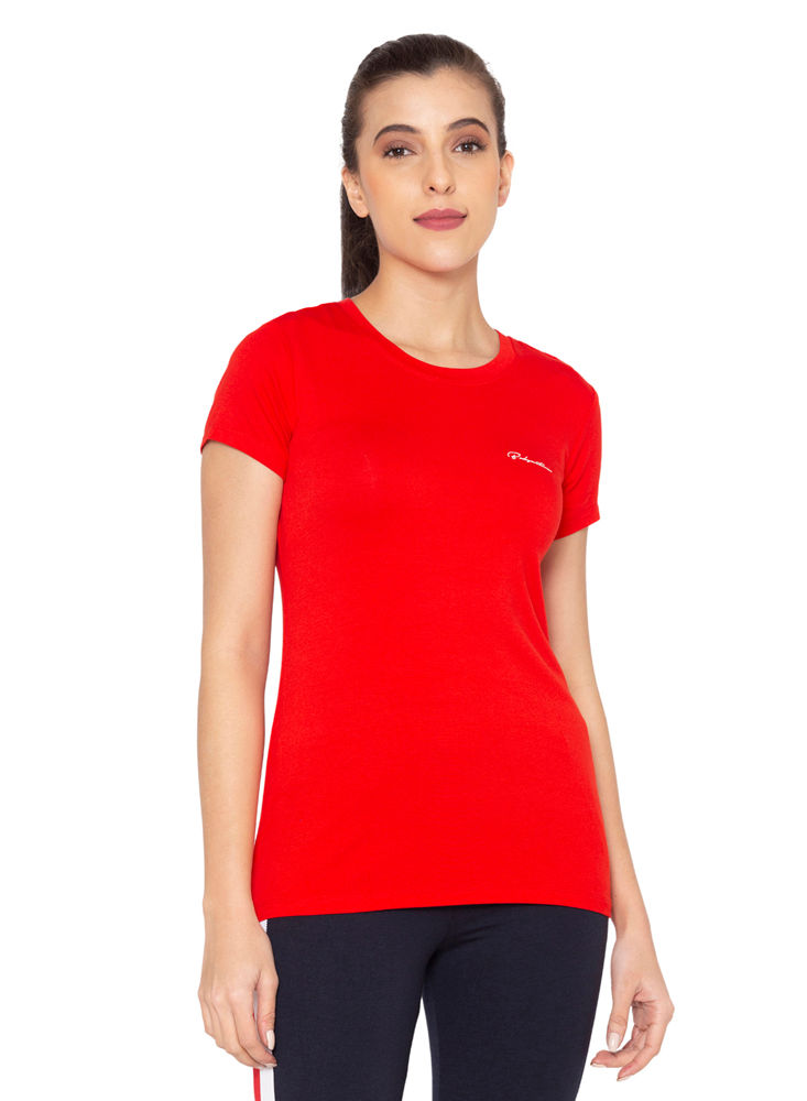 Bodyactive Women Round neck Half Sleeve Viscose T-shirt in 1pcs-TS83-RED