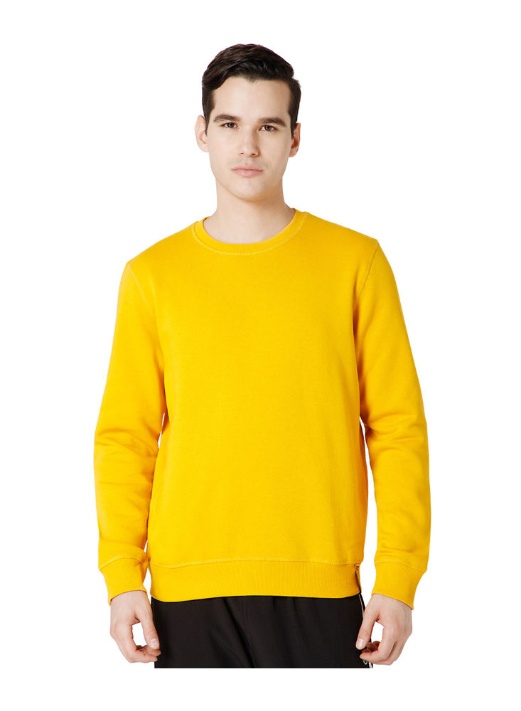 Bodyactive Men Fleece Crew Neck Yellow Sweatshirt TSM111-MUST