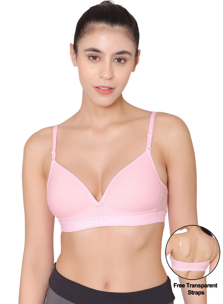 Bodycare Wire free, Seamless Padded Sports Bra -1606-PINK