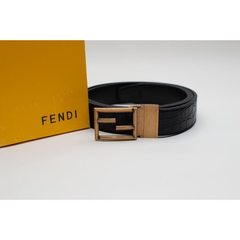 First Copy Fendi Black Leather Belt 