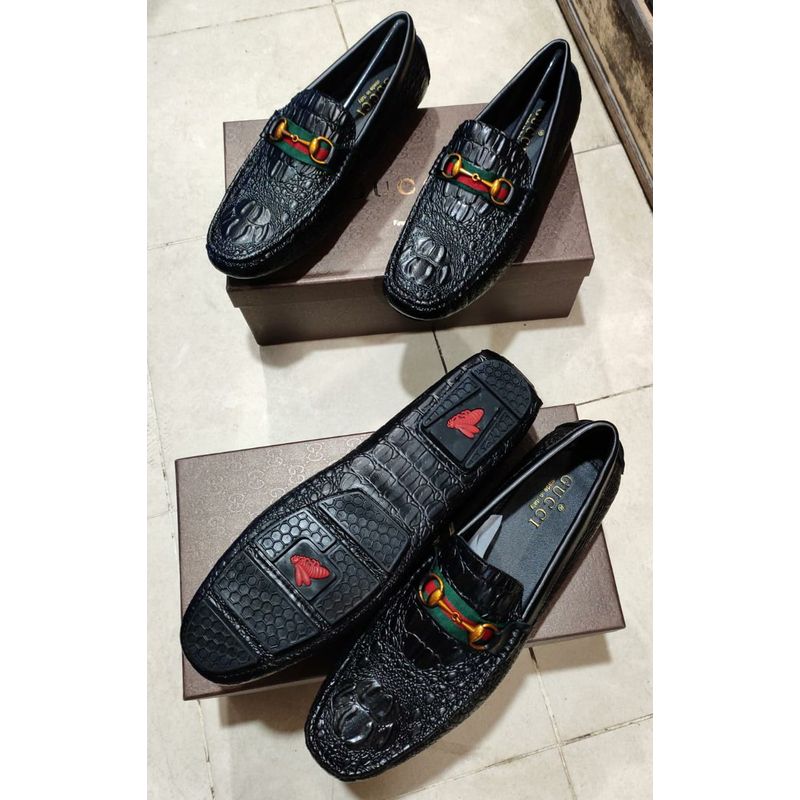 First Copy Replica Gucci Black Leather Loafers Online