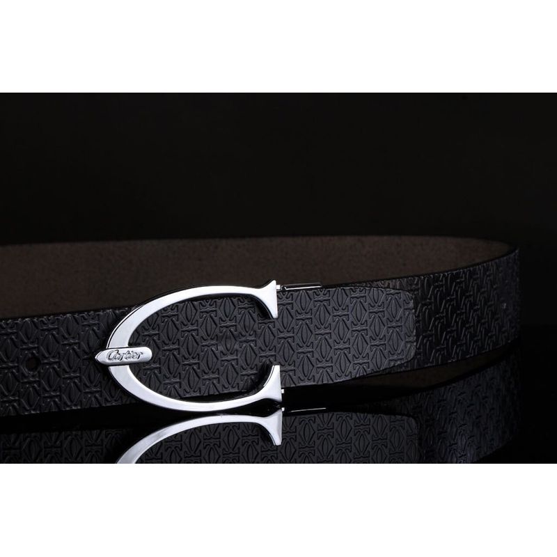 First Copy Cartier Black Leather Belt 