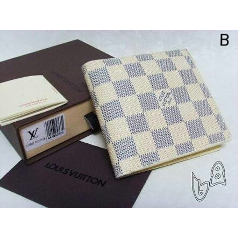 First Copy Replica Louis Vuitton White Check Leather Wallet Online India