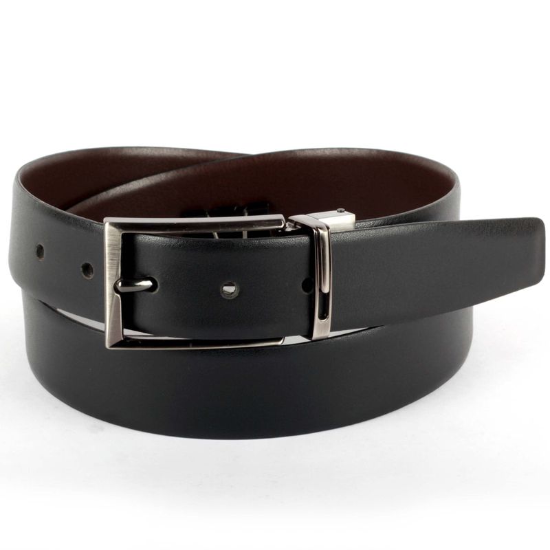 Men's Matte Black Leather Belt With Silver Buckle Belt 