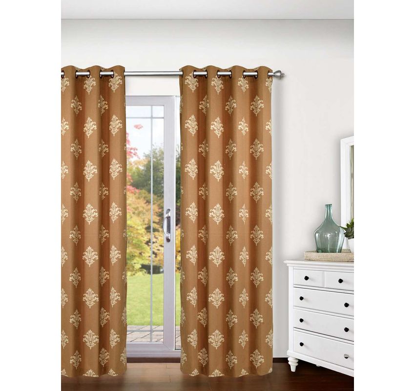 Ariana Berry Damask Brown Door Curtain