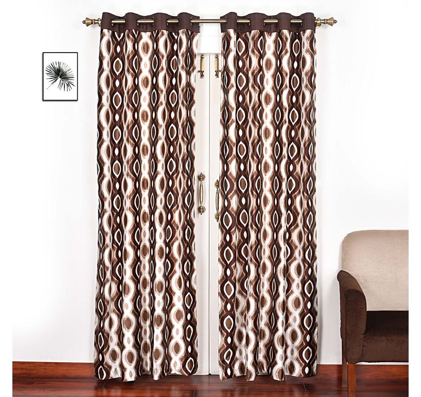 Ariana Rope Set Of 2 Polyester Extra Large Wall Eyelet Curtain Extra Long Door 9 Ft Brown