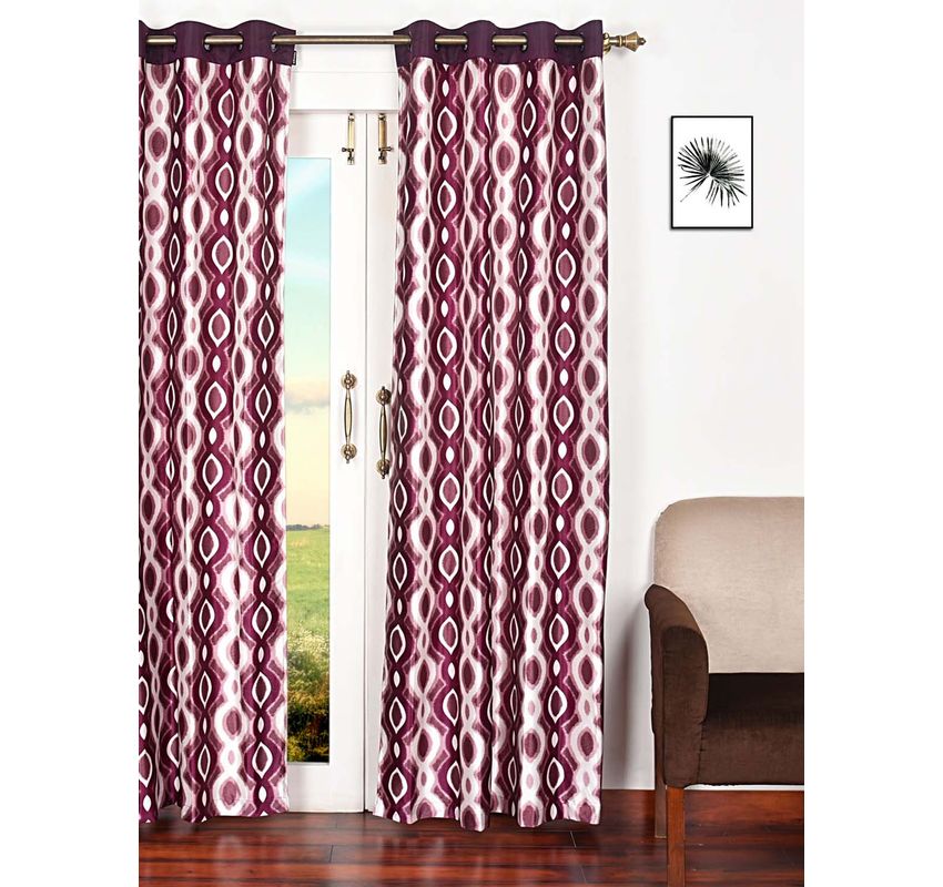 Ariana Rope Set Of 2 Polyester Extra Large Wall Eyelet Curtain Extra Long Door 9 Ft Wine