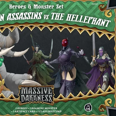 Massive Darkness: Heroes & Monster Set – Bloodmoon Assassins vs The Hellephant