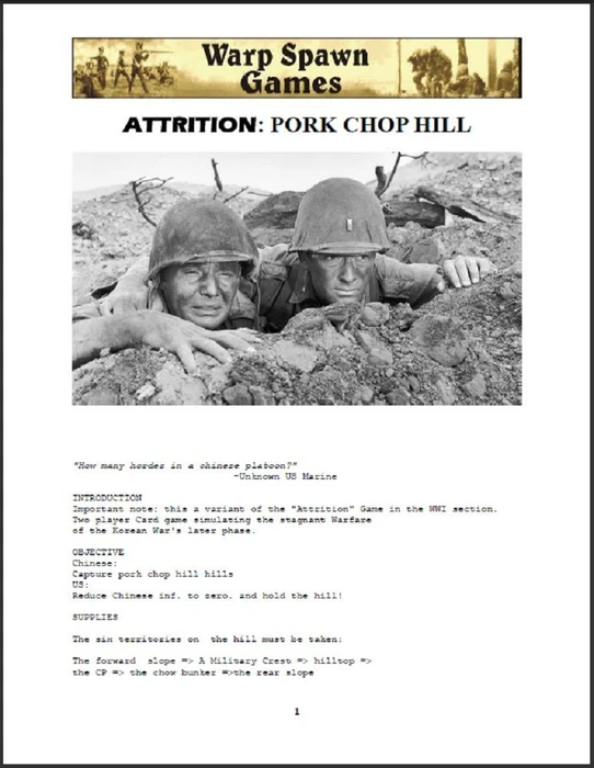 Cover image of Attrition: Pork Chop Hill board game
