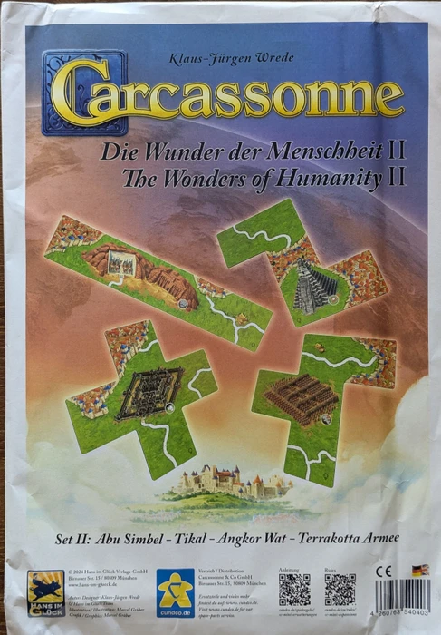 Cover image of Carcassonne: The Wonders of Humanity Set II board game