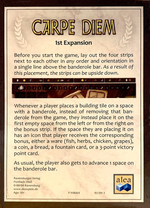 Cover image of Carpe Diem: 1st Expansion board game