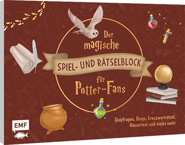 Cover image of Der magische Spiel- und Rätselblock für Potter-Fans board game
