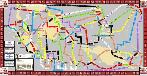 Cover image of East Indies (fan expansion for Ticket to Ride) board game