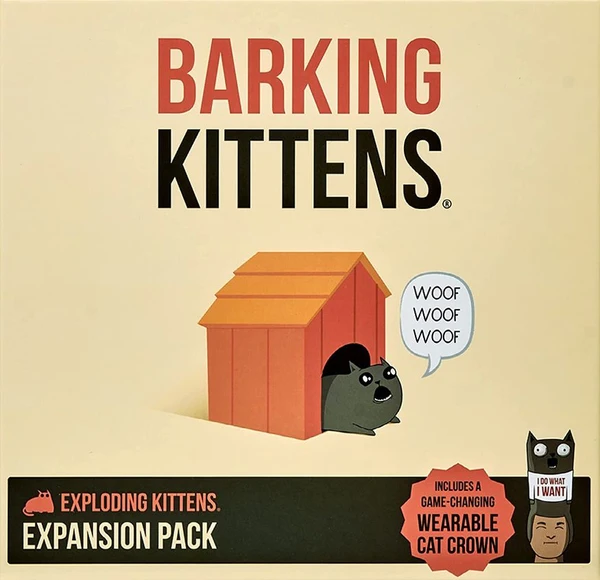 Cover image of Exploding Kittens: Barking Kittens board game