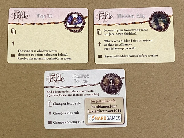 Cover image of Fickle: Decree Rules Promo Cards board game