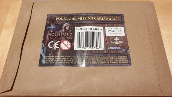 Cover image of Folklore: The Affliction – Missing Card Pack board game