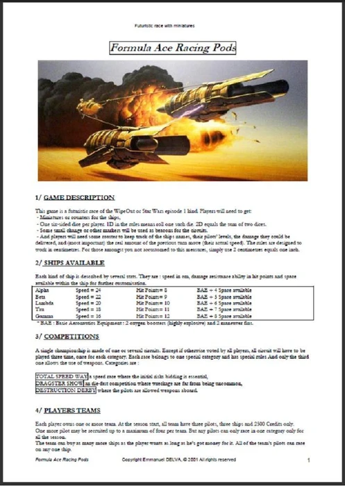 Pods Racing Pdf Formula Ace Racing Pods - BoardGameMatcher