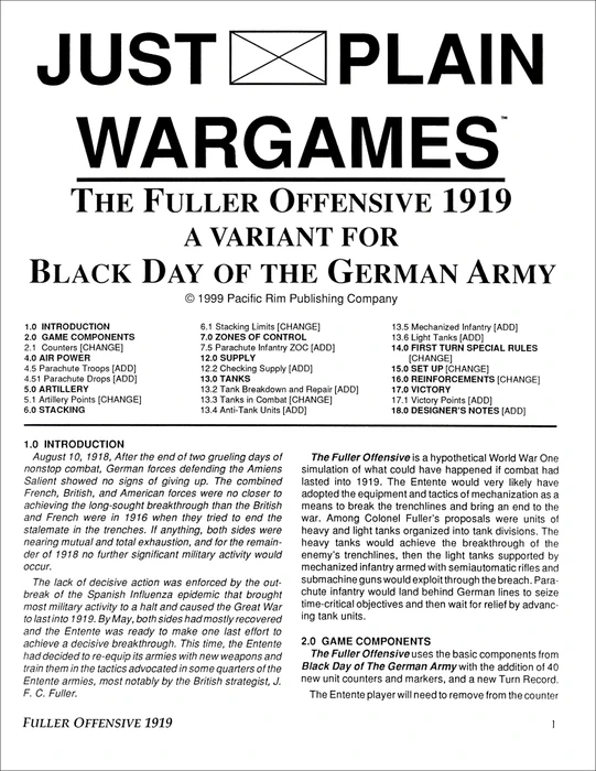 Cover image of Fuller Offensive 1919 board game