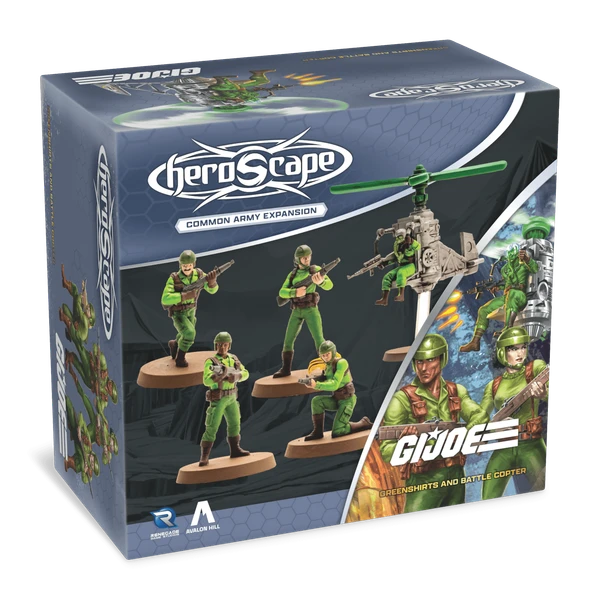 Cover image of G.I. JOE Heroscape: Greenshirts & Battle Copter Common Army Expansion board game