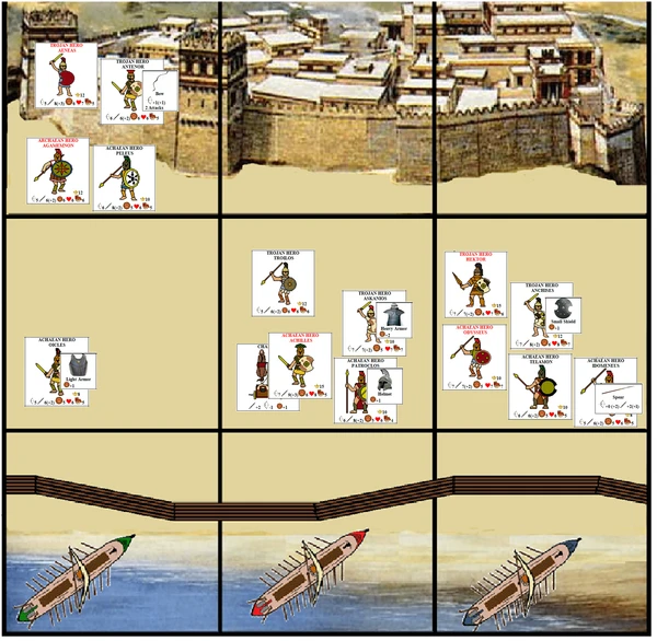 Cover image of Heroes of Troy: A Game of the Trojan War for One to Two Players. board game
