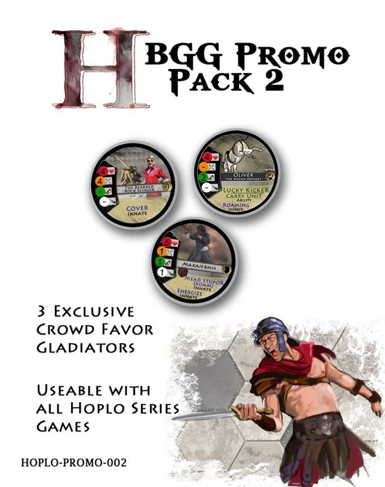 Cover image of Hoplomachus: Crowd Favor Gladiators – BGG Promo Pack 2 board game