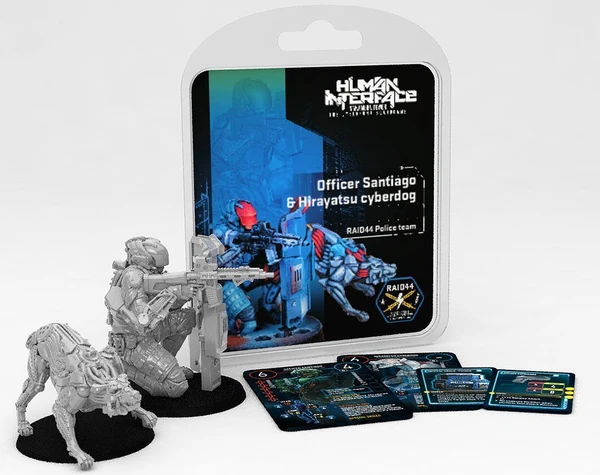 Cover image of Human Interface: Nakamura Tower – RAID44 Officer Santiago & Hirayatsu cyberdog board game
