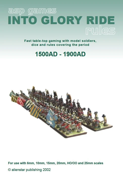 Cover image of Into Glory Ride: Fast table-top gaming with model soldiers, dice and rules covering the period 1500AD - 1900AD board game