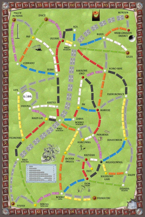 Cover image of Komorów (fan expansion for Ticket to Ride) board game