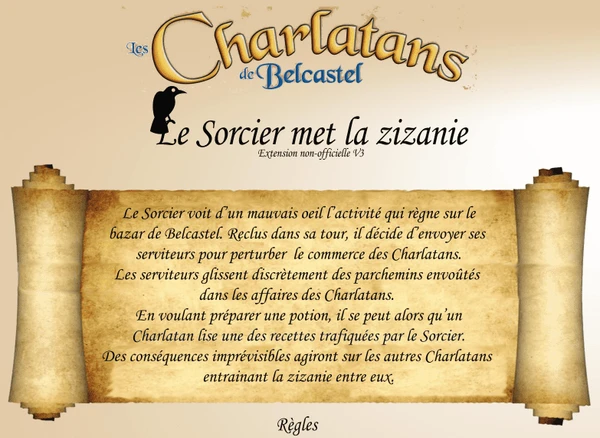 Cover image of Le Sorcier met la Zizanie (fan expansion for Les Charlatans de Belcastel) board game