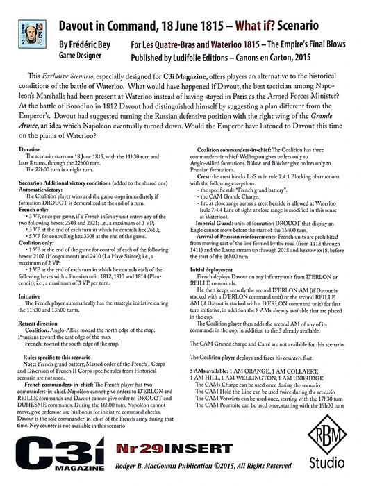 Cover image of Les Quatre-Bras & Waterloo 1815: The Empire's Final Blows – Davout in Command, 18 June 1815: What if? Scenario board game