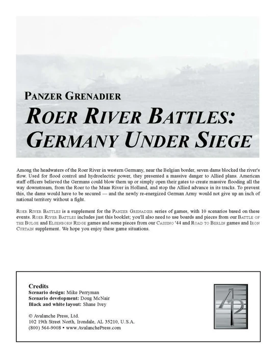 Cover image of Panzer Grenadier: Roer River Battles – Germany Under Siege board game