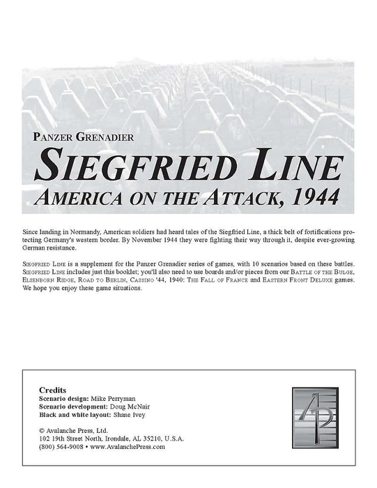 Cover image of Panzer Grenadier: Siegfried Line – America on the Attack, 1944 board game