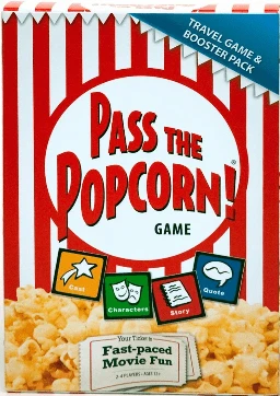 Cover image of Pass the  Popcorn Travel Game and Booster Pack board game