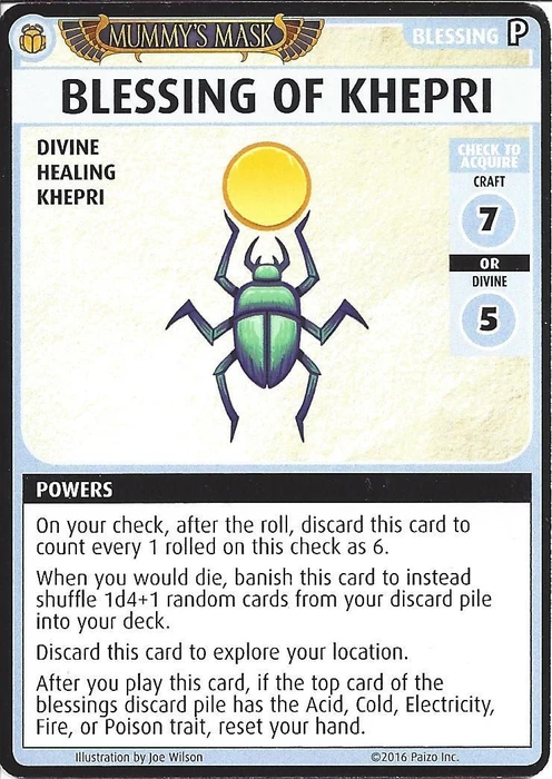 Cover image of Pathfinder Adventure Card Game: Mummy's Mask – "Blessing of Khepri" Promo Card board game
