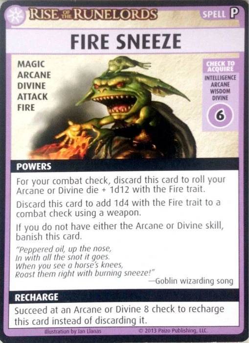 Cover image of Pathfinder Adventure Card Game: Rise of the Runelords – "Fire Sneeze" Promo Card board game