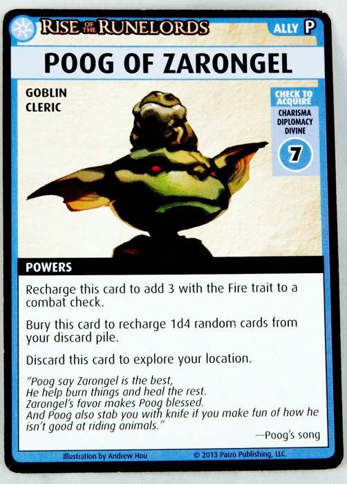 Cover image of Pathfinder Adventure Card Game: Rise of the Runelords – "Poog of Zarongel" Promo Card board game