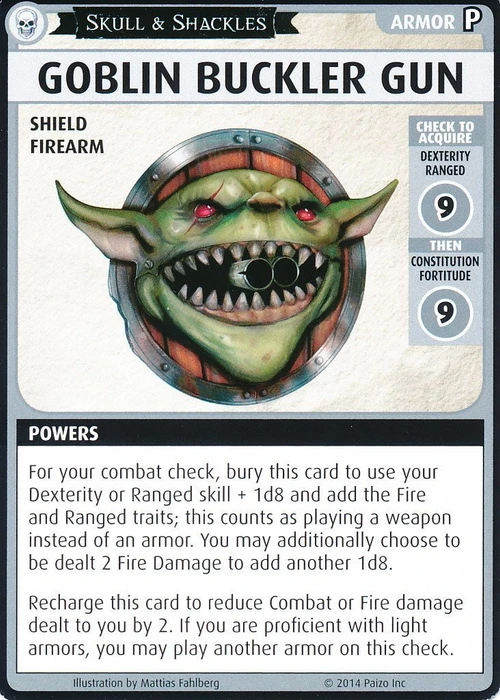 Cover image of Pathfinder Adventure Card Game: Skull & Shackles – "Goblin Buckler Gun" Promo Card board game