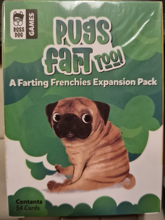 Cover image of Pugs Fart, Too! board game