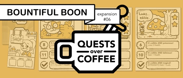 Cover image of Quests Over Coffee: Expansion #06 – Bountiful Boon board game