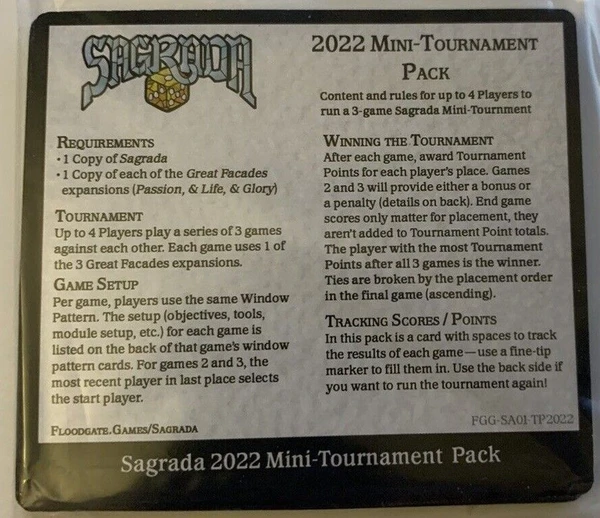 Cover image of Sagrada: 2022 Mini-Tournament Pack board game