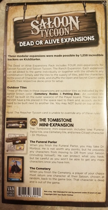 Cover image of Saloon Tycoon: Dead or Alive Expansion board game