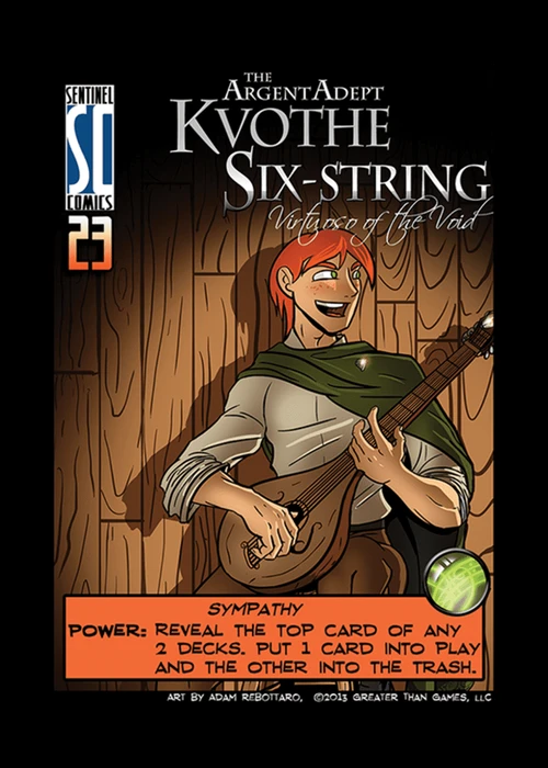 Cover image of Sentinels of the Multiverse: Kvothe Six-String Argent Adept Promo Card board game