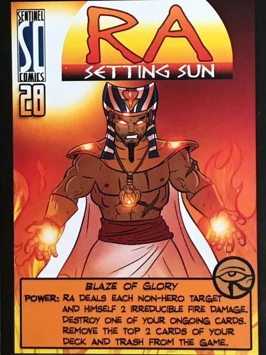 Cover image of Sentinels of the Multiverse: Ra – Setting Sun Promo Card board game