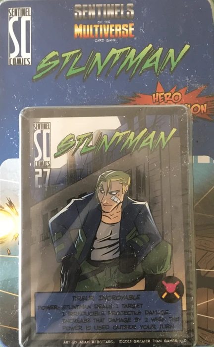 Cover image of Sentinels of the Multiverse: Stuntman Hero Character board game