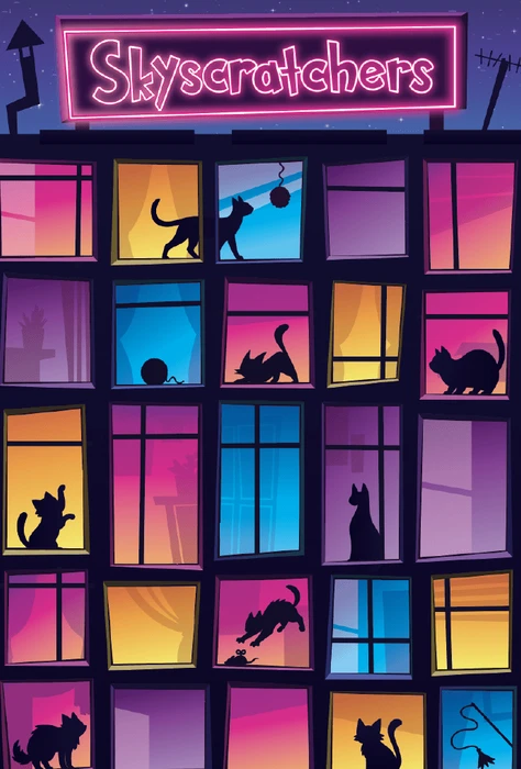 Cover image of Skyscratchers: A Sneakily Strategic Game of Escaped Cats board game